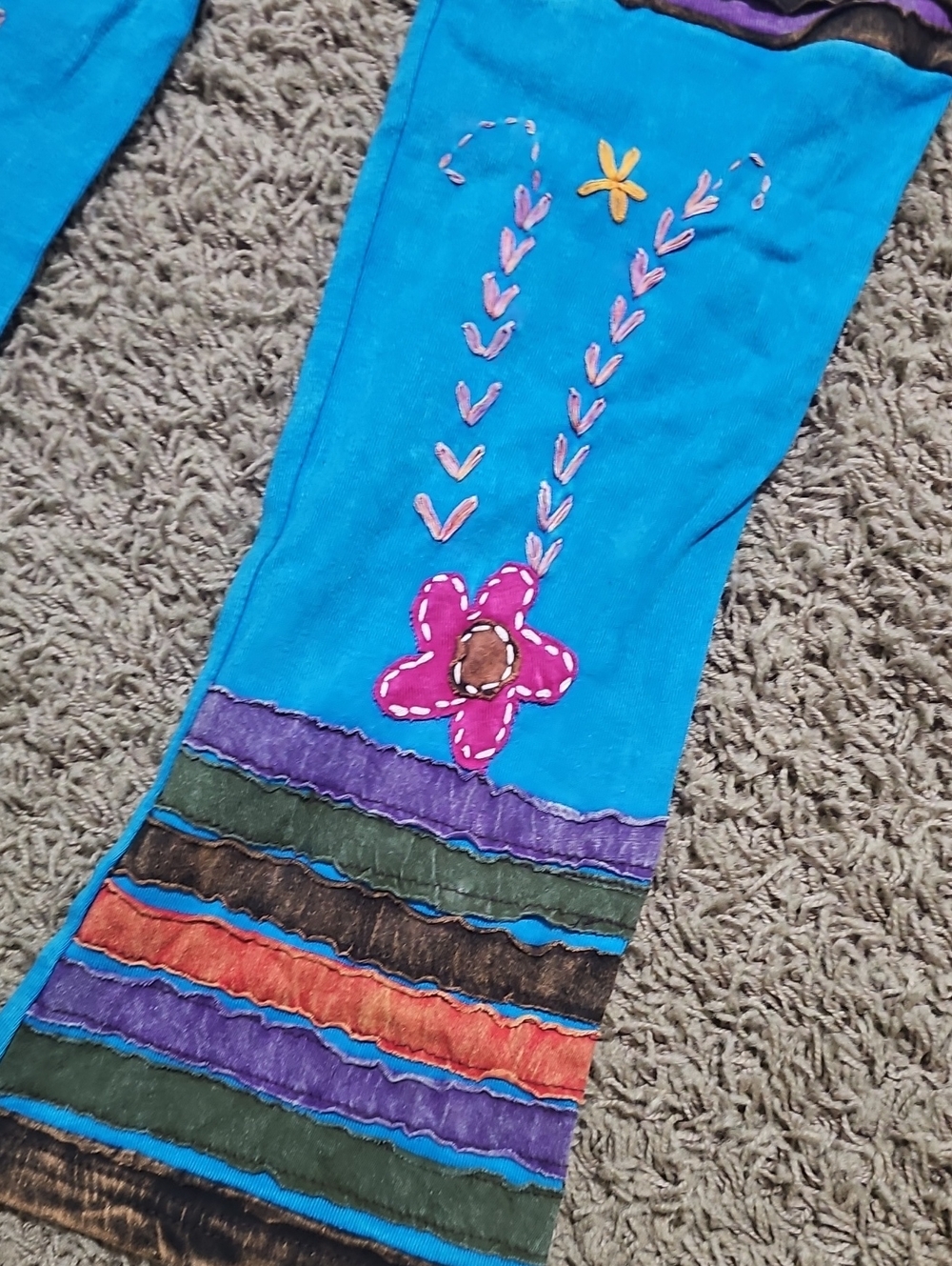 NWT K.P.C. Pants Bohemian Handmade In Nepal Embroidered Drawstring - Picture 2 of 6